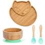 Bambus Kindergeschirr Set, Eulenform Teller, Schüssel, Gabel, Löffel, umweltfreundlich
