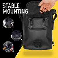 Schwarze wasserdichte Fahrradtasche mit stabiler Befestigung, ideal für Radtouren und Pendeln.