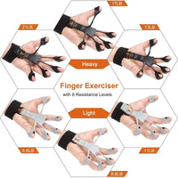 Fingertrainer mit 6 Widerstandsstufen, Schwarz und Weiß, Handstärker, Fitnessgerät.