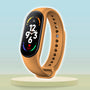 Orange Fitness-Tracker mit digitalem Display, Herzfrequenzmesser und Schrittzähler.