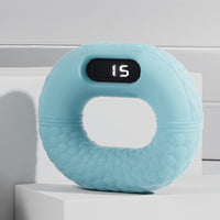 Blauer Silikon-Handtrainer mit digitalem Zähler, Fitnessgerät für Hand- und Fingerstärkung.