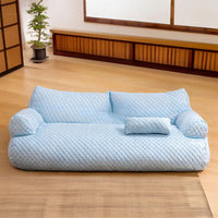 Blaues, waschbares Plüsch-Tierbett, bequem und warm, ideal für Haustiere, modernes Design.