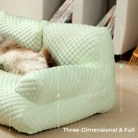 Grünes, waschbares Plüsch-Tierbett, bequem und warm, ideal für Haustiere.