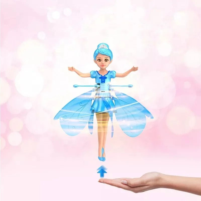 Fliegende Fee Spielzeug, blau, schwebend über Hand, Kinder Geschenk, magische Puppe.