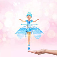 Fliegende Fee Spielzeug, blau, schwebend über Hand, Kinder Geschenk, magische Puppe.