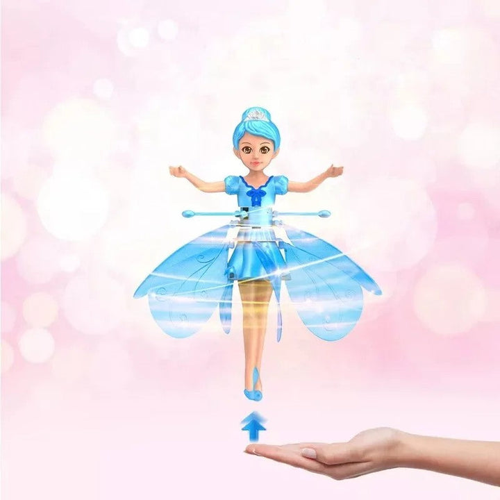 Fliegende Fee Spielzeug, blau, schwebend über Hand, Kinder Geschenk, magische Puppe.
