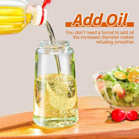 Glasölspender mit breiter Öffnung, transparent, ideal für Küche, Öl nachfüllen, ohne Trichter.