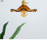 Vintage Pendelleuchte aus Glas, bernsteinfarben, mit Edison-Glühbirne, dekorativ, modern.