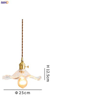 Vintage Pendelleuchte aus Glas, 25 cm Durchmesser, E27 Fassung, goldene Details, Retro-Stil.