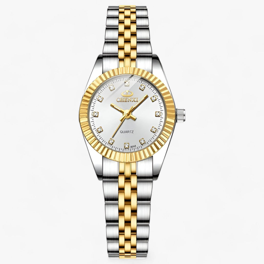 Zweifarbige Chenxi Quarzuhr, Edelstahlarmband, gold-silber, elegantes Design, Herrenuhr.