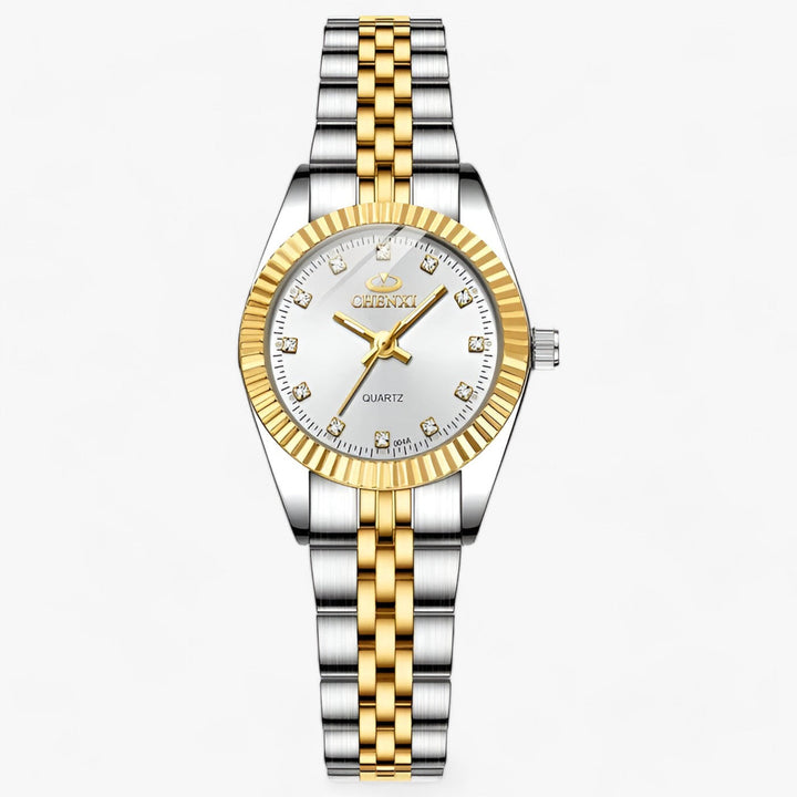 Zweifarbige Chenxi Quarzuhr, Edelstahlarmband, gold-silber, elegantes Design, Herrenuhr.