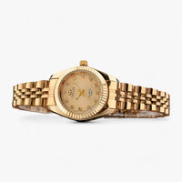 Goldene Armbanduhr mit Gliederarmband, luxuriöses Design, Chronograph, Herrenmode.