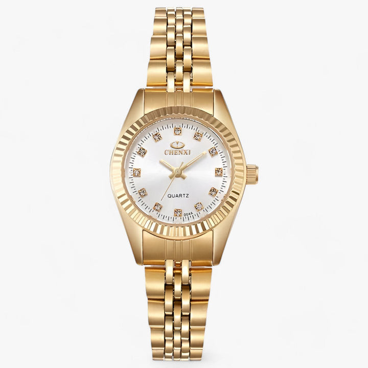 Goldene Chenxi Damenarmbanduhr, Quarz, Edelstahl, elegantes Design, luxuriöses Accessoire.