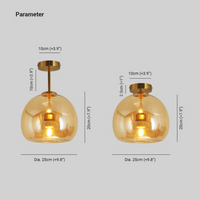 Goldene Glas-Pendelleuchte, 25cm Durchmesser, moderne Deckenbeleuchtung, E27 Fassung.