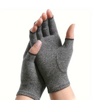 Graue Arthritis-Handschuhe, fingerlos, Kompression, Schmerzlinderung, Baumwolle.