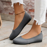 Graue Damen-Ballerinas, atmungsaktiv, rutschfest, bequem, ideal für Alltag und Büro.