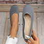 Graue Damen-Ballerinas aus Strickstoff, bequem, modisch, ideal für Freizeitkleidung.
