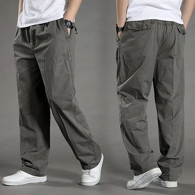 Graue Herren-Cargohose, lässig, Baumwolle, Taschen, bequem, modisch, Freizeitkleidung.