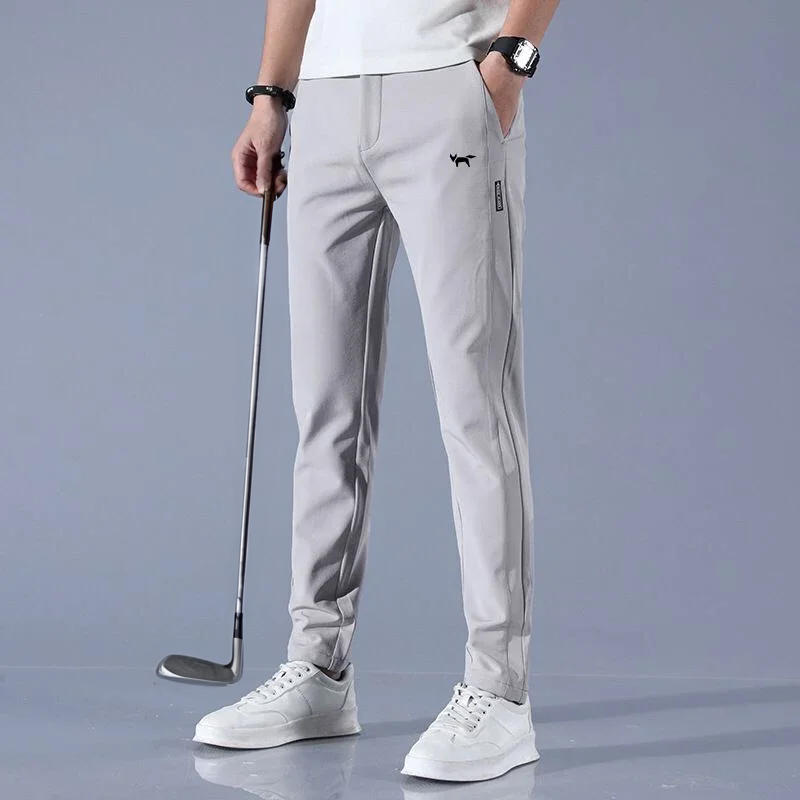 Graue Herren-Golfhose, elastisch, atmungsaktiv, modisch, für Frühling/Sommer/Herbst.