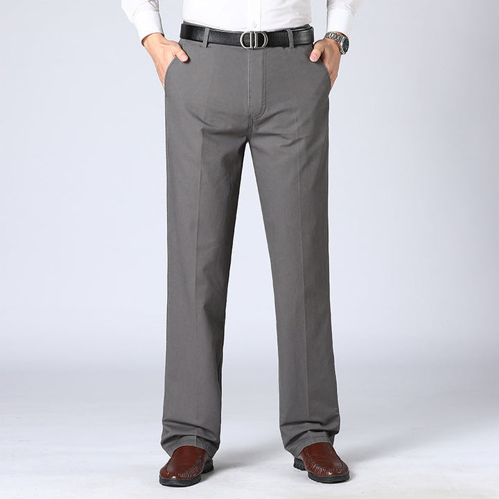 Graue Herren-Chinohose, elegant, Baumwolle, Business-Look, mit Gürtel, klassische Passform.