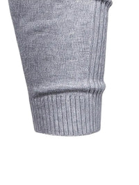 Grauer Strickpullover-Ärmel, weiches Material, modisch, bequem, für Herbst und Winter.