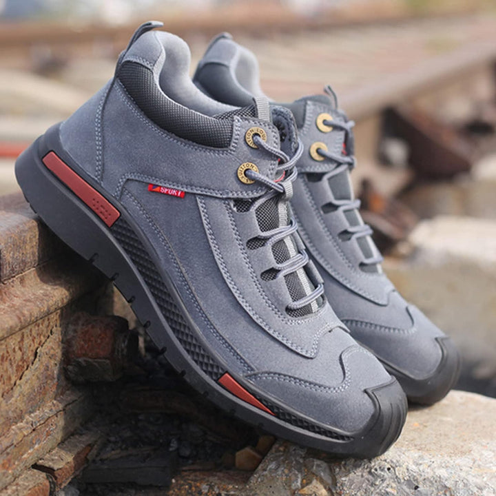 Graue Wanderschuhe Herren, wasserdicht, rutschfest, Outdoor, robust, bequem, langlebig.