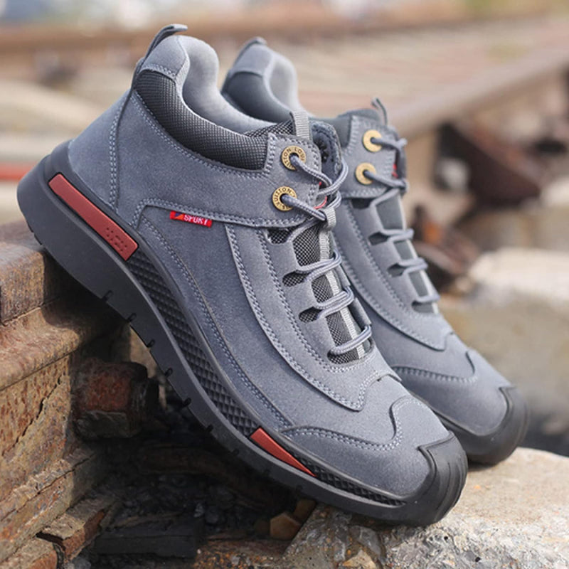 Graue Wanderschuhe Herren, wasserdicht, rutschfest, Outdoor, robust, bequem, langlebig.
