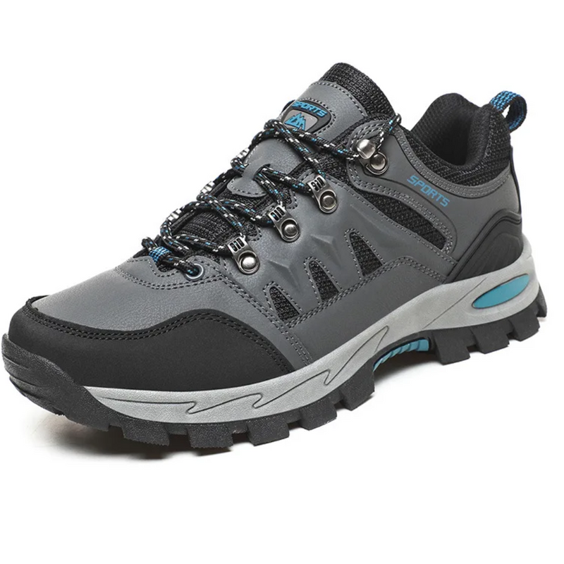 Graue Wanderschuhe, wasserdicht, rutschfest, Outdoor-Sportschuhe für Herren.