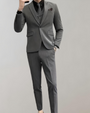 Grauer Herrenanzug, dreiteilig, elegant, Slim Fit, für Business und formelle Anlässe.