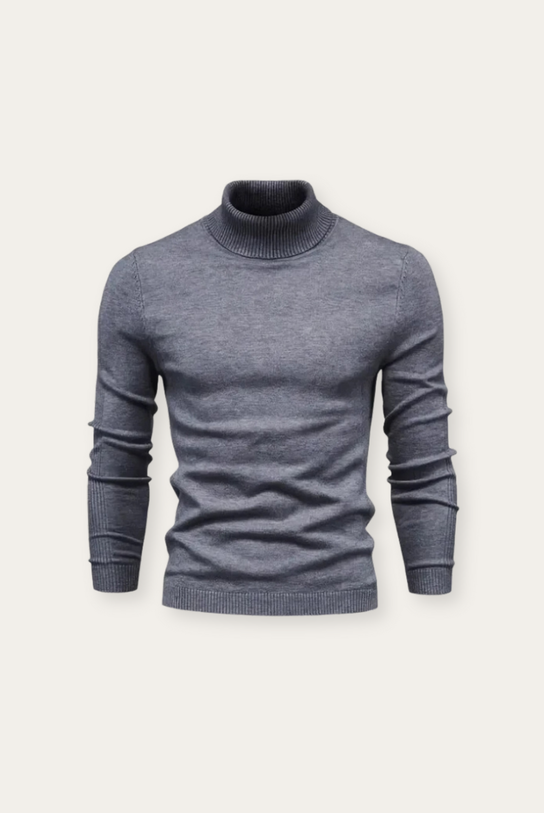 Grauer Rollkragenpullover Herren, Strick, Langarm, modisch, warm, Wintermode, elegant.