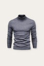 Grauer Rollkragenpullover Herren, Strick, Langarm, modisch, warm, Wintermode, elegant.