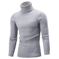 Grauer Rollkragenpullover Herren, Strickmuster, Wintermode, warm, elegant, Baumwolle.
