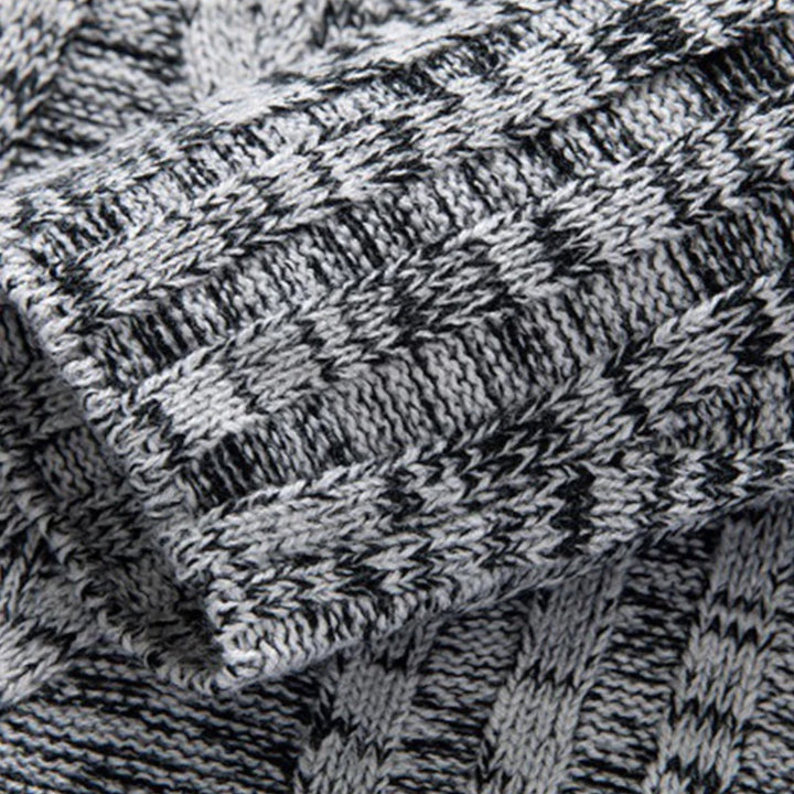 Grauer Strickpullover, Zopfmuster, weiche Baumwolle, modisch, warm, Winterkleidung, Herrenmode.
