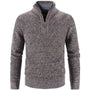 Grauer Herrenpullover mit Reißverschluss, Strick, warm, modisch, Winterkleidung.