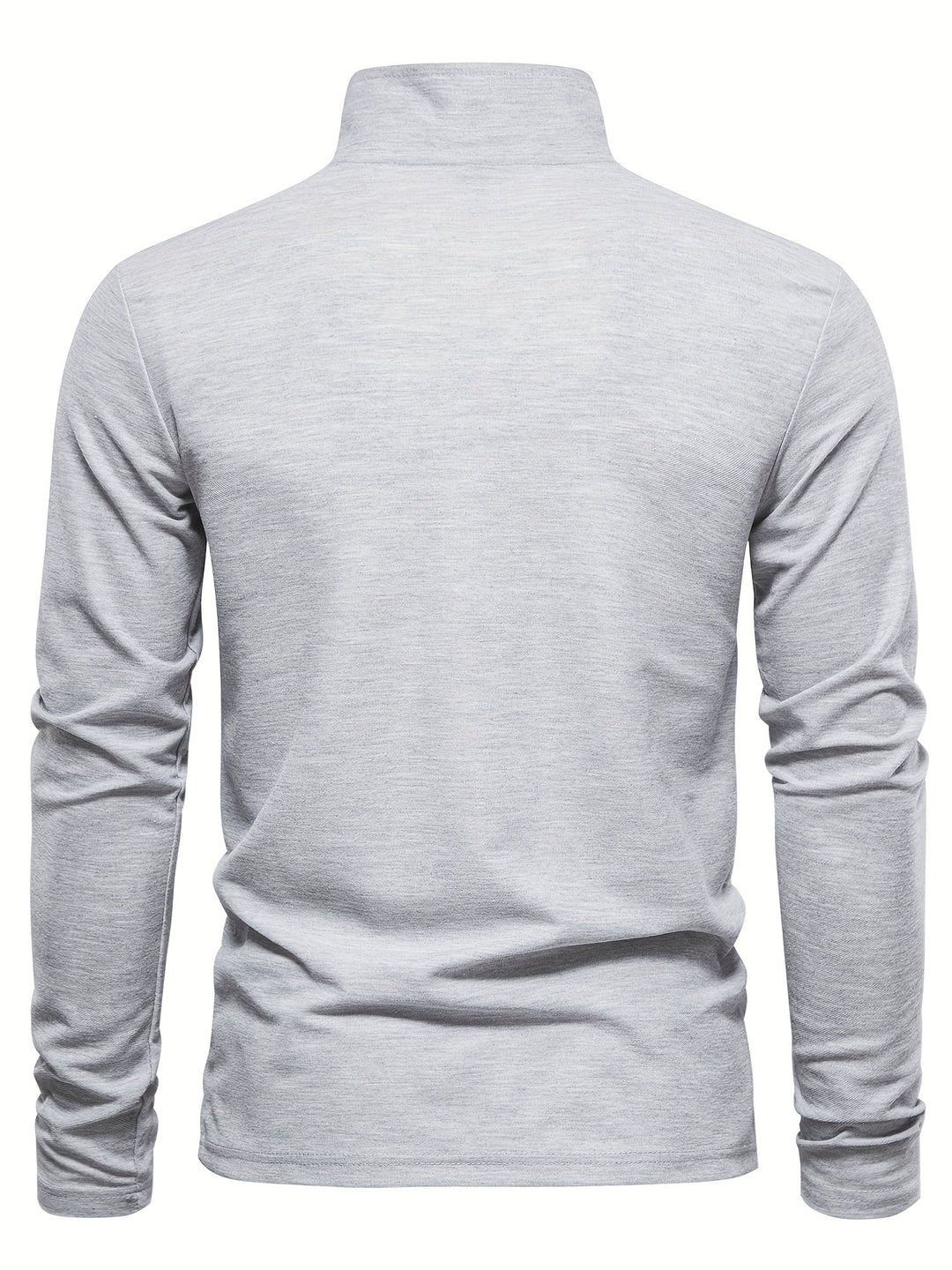 Graues Langarmshirt aus Baumwolle, Rückansicht, Herrenmode, Freizeitkleidung, schlichtes Design.