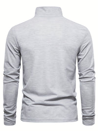 Graues Langarmshirt aus Baumwolle, Rückansicht, Herrenmode, Freizeitkleidung, schlichtes Design.