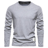 Graues Langarmshirt aus Baumwolle für Herren, klassisches Design, bequem und stilvoll.