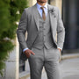 Graues Herrenanzug-Set, dreiteilig, Slim Fit, mit Weste und Krawatte, formell, elegant.
