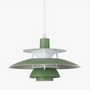 Grüne Pendelleuchte, modernes Design, Metall, skandinavischer Stil, Innenbeleuchtung.