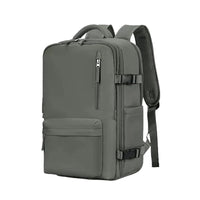 Grüner Rucksack, wasserdicht, mit mehreren Fächern, ideal für Reisen und Alltag.