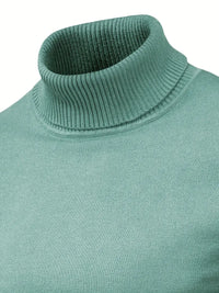 Grüner Rollkragenpullover aus Baumwolle, gestrickt, modisch, warm, für Damen und Herren.
