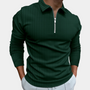 Grüner Herrenpullover mit Reißverschluss, geripptes Design, langärmelig, modisch.