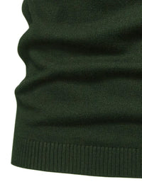 Dunkelgrüner Strickpullover aus Baumwolle, gerippter Saum, Herrenmode, elegant und bequem.