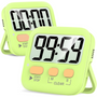 Grüner digitaler Küchentimer mit großem Display und Stoppuhrfunktion, batteriebetrieben.