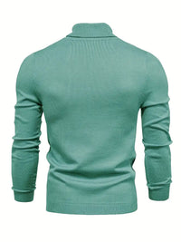 Grüner Herrenpullover aus Baumwolle, Langarm, Rollkragen, modisch, bequem, elegant.
