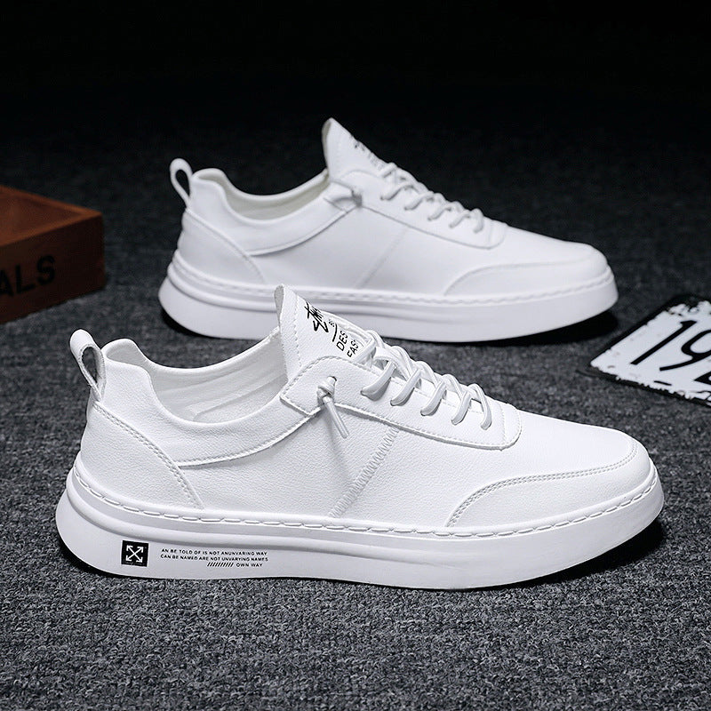 Weiße Ledersneaker für Herren, atmungsaktiv, rutschfest, Freizeit, modisch.