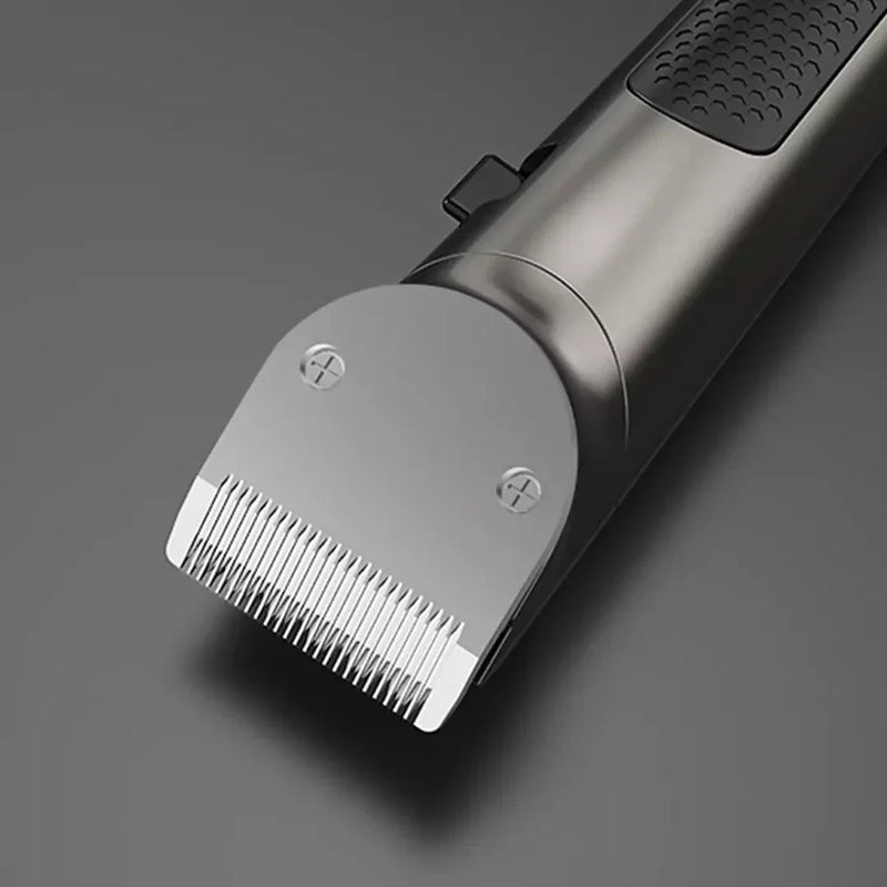 Elektrischer Haarschneider, schwarz, Edelstahlklinge, ergonomisches Design, Haartrimmer.