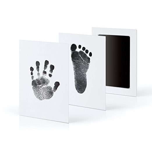 Baby Hand- und Fußabdruck Set, weiß, Erinnerungsrahmen, Geschenk zur Geburt, DIY Abdruckset.