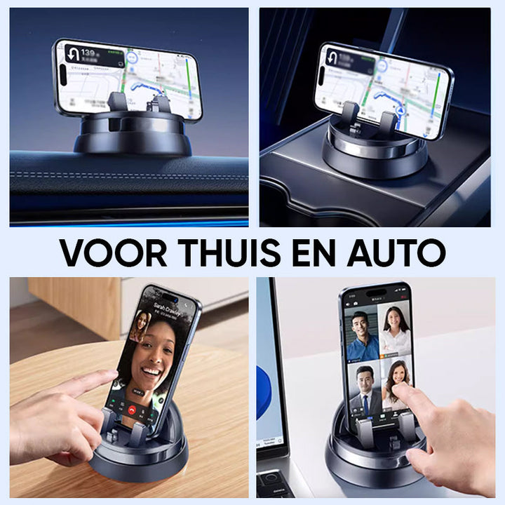 Smartphone-Halterung für Auto und Zuhause, schwarz, drehbar, für Navigation und Videoanrufe.