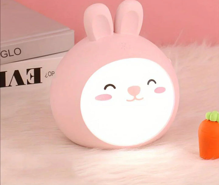 Rosa Nachtlicht Hase Kinderzimmer LED Lampe, süßes Design, weiches Licht, Dekoration.